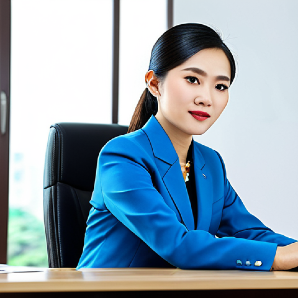 **

"A professional Vietnamese businesswoman in a modest, tailored &Aacute;o d&agrave;i, sitting at a modern desk in a bright, contemporary Hanoi office, fully clothed, appropriate attire, safe for work, perfect anatomy, natural proportions, professional photography, high quality."

**