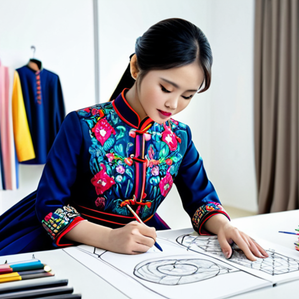 지식의 한계와 창의성의 관계 - Modern Ao Dai Designer**

"A young Vietnamese fashion designer, fully clothed in modest attire, sket...